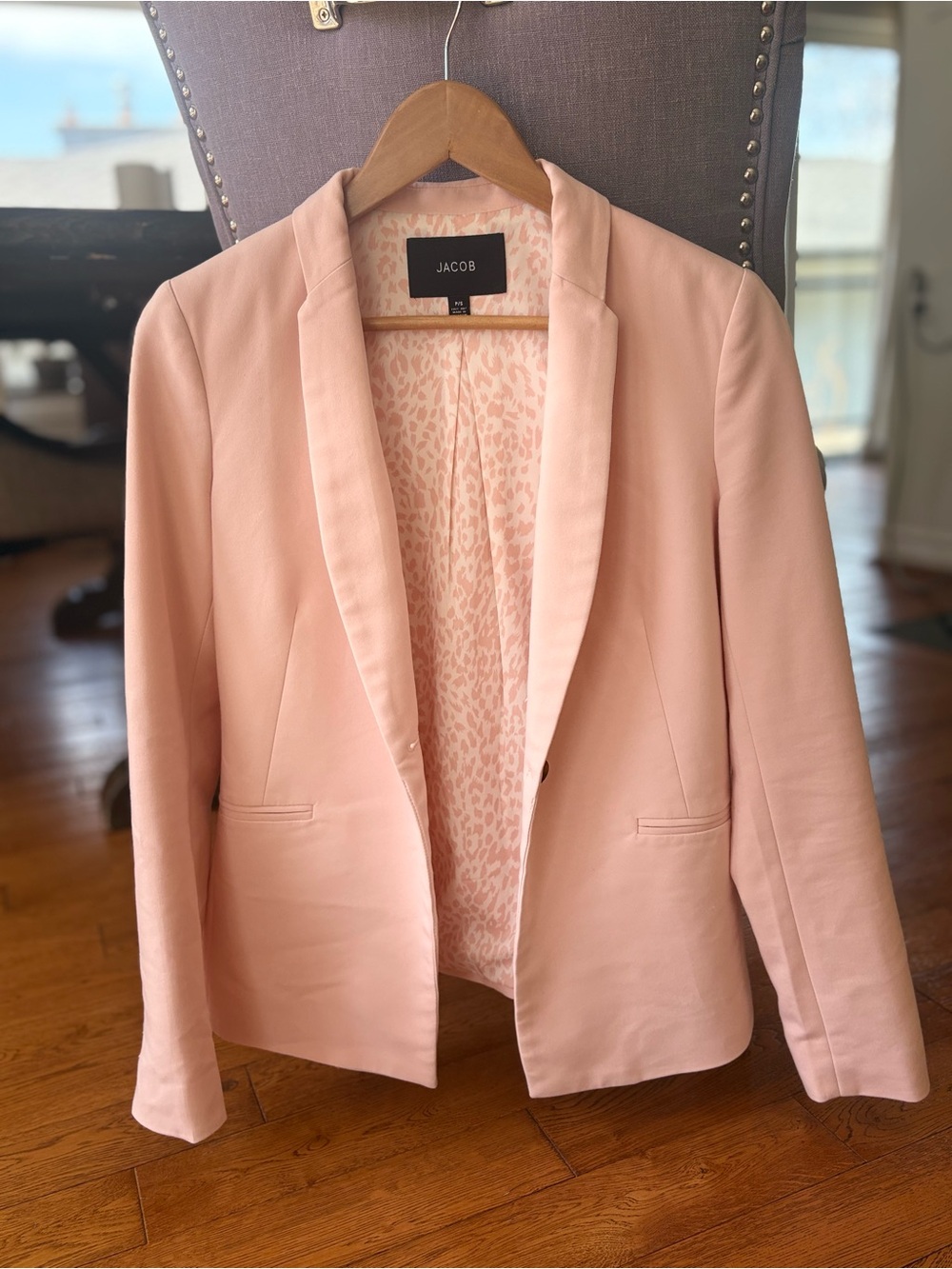 Jacob Soft Pink Women's Blazer with Leopard Lining
